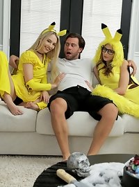 Lily Larimar and her BFF Kyler Quinn get Lilys stepbrother to fuck them both and tell them which one is hotter